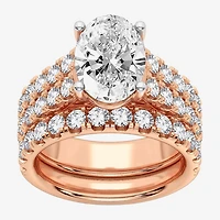 (H-I / SI1-SI2) Signature By Modern Bride Womens 5 CT. T.W. Lab Grown White Diamond 14K Gold Oval Bridal Set