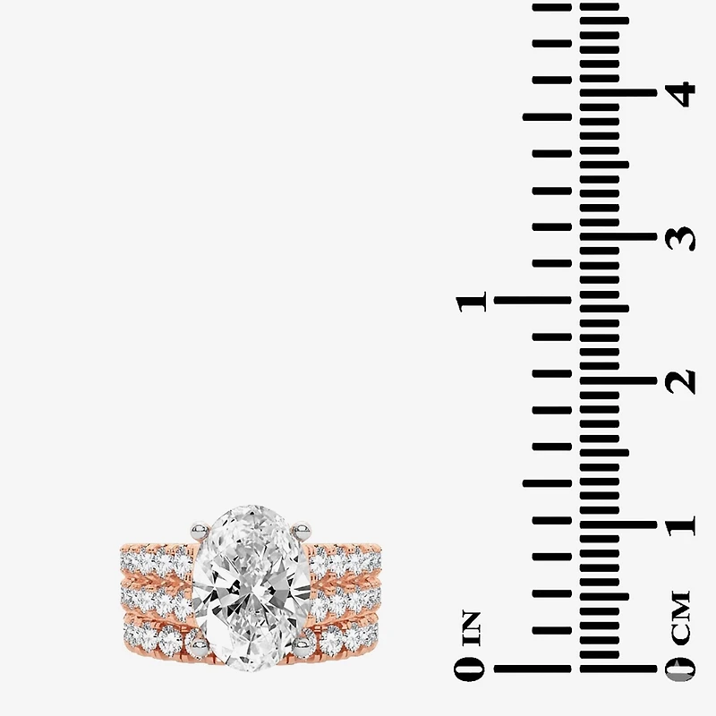 (H-I / SI1-SI2) Signature By Modern Bride Womens 5 CT. T.W. Lab Grown White Diamond 14K Gold Oval Bridal Set