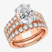(H-I / SI1-SI2) Signature By Modern Bride Womens 5 CT. T.W. Lab Grown White Diamond 14K Gold Oval Bridal Set