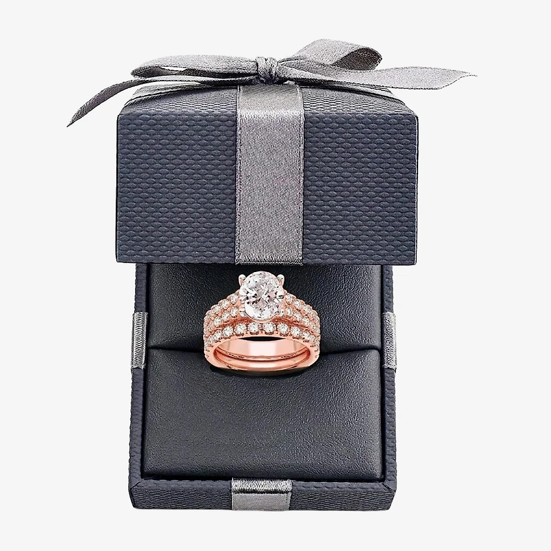 (H-I / SI1-SI2) Signature By Modern Bride Womens 5 CT. T.W. Lab Grown White Diamond 14K Gold Oval Bridal Set