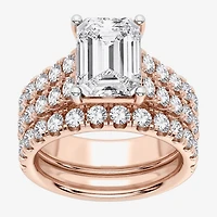 (H-I / SI1-SI2) Signature By Modern Bride Womens 5 CT. T.W. Lab Grown White Diamond 14K Gold Emerald Bridal Set