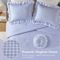 Intelligent Design Iris Gingham Double Ruffle 4-pc. Lightweight Easy Care Comforter Set