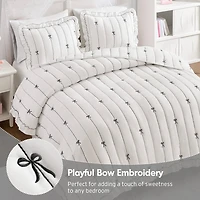 Intelligent Design Florence Embroidered Ruffle Easy Care Quilt Set