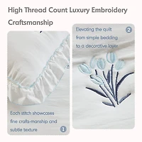 Intelligent Design Arya Floral Embroidered Ruffle Easy Care Quilt Set