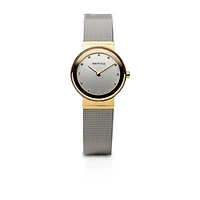 Bering Classic Womens Crystal Accent Two Tone Mesh Bracelet Watch-10126-001