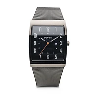 Bering Solar Mens Gray Stainless Steel Bracelet Watch 16433-377