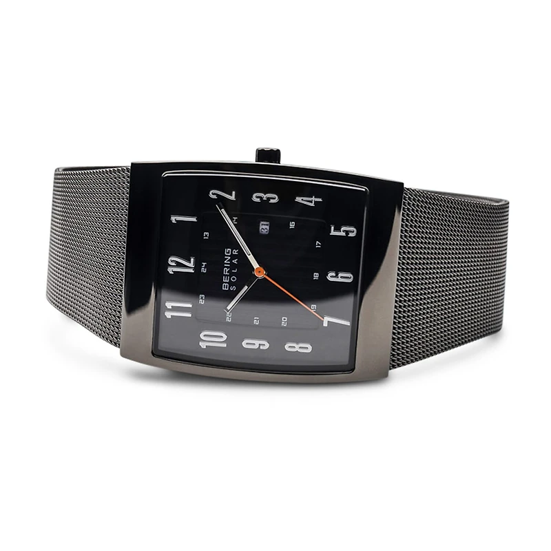 Bering Solar Mens Gray Stainless Steel Bracelet Watch 16433-377