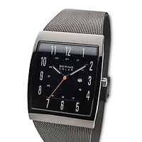 Bering Solar Mens Gray Stainless Steel Bracelet Watch 16433-377