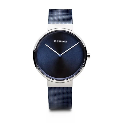 Bering Mens Blue Mesh Bracelet Watch-14539-307