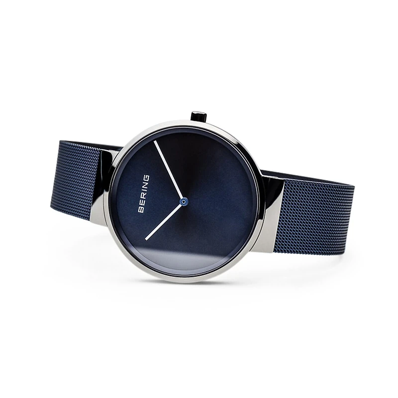 Bering Mens Blue Mesh Bracelet Watch-14539-307