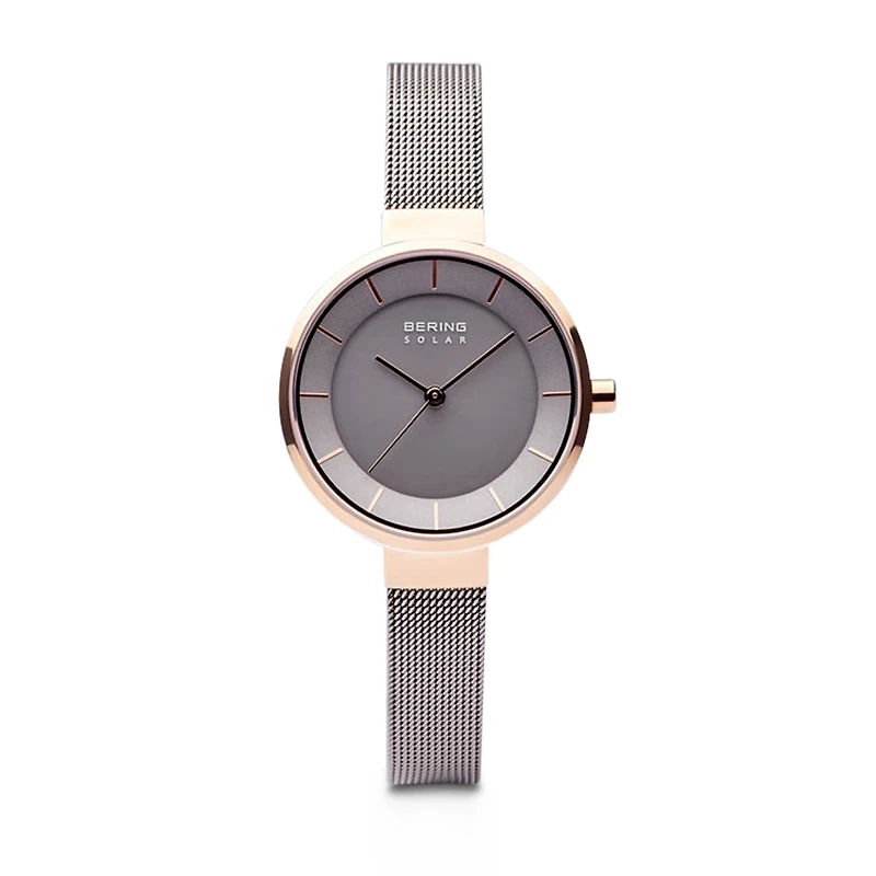 Bering Slim Solar Womens Two Tone Stainless Steel Bracelet Watch 14631-369