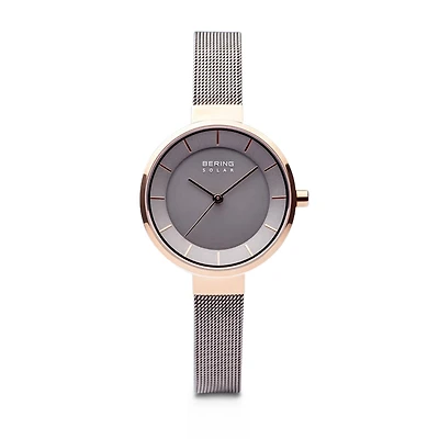 Bering Slim Solar Womens Two Tone Stainless Steel Bracelet Watch 14631-369