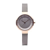 Bering Slim Solar Womens Two Tone Stainless Steel Bracelet Watch 14631-369