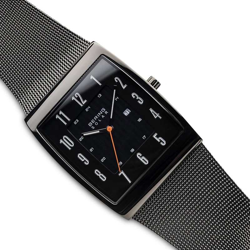 Bering Solar Mens Gray Stainless Steel Bracelet Watch 16433-377