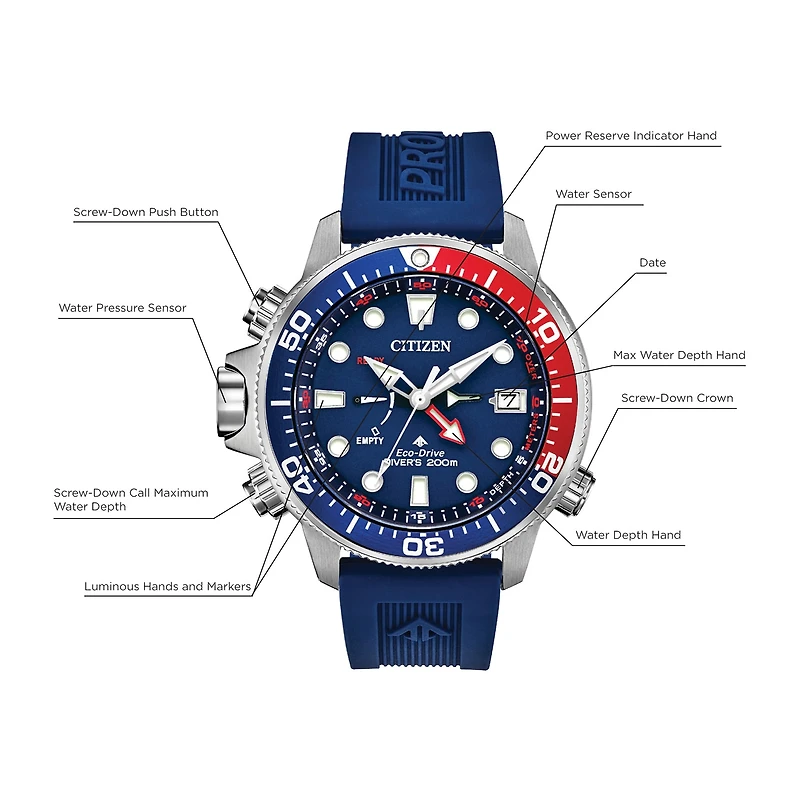 Citizen Promaster Aqualand Mens Blue Strap Watch Bn2038-01l