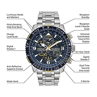 Citizen Promaster Skyhawk A-T Mens Silver Tone Stainless Steel Bracelet Watch Jy8078-52l