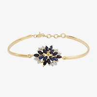 14K Gold over Silver Gemstone Flower Bangle Bracelet