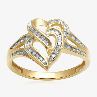 1/8 CT. T. W. Diamond 10K Yellow or Rose Gold Double-Heart Ring