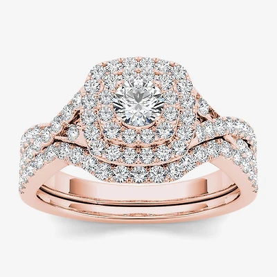 7/8 CT.T.W. Natural Diamond 10K Rose Gold Bridal Ring Set