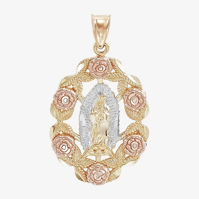 Our Lady Of Guadalupe / Nuestra Senora De Guadalupe Womens 14K Gold Oval Pendant
