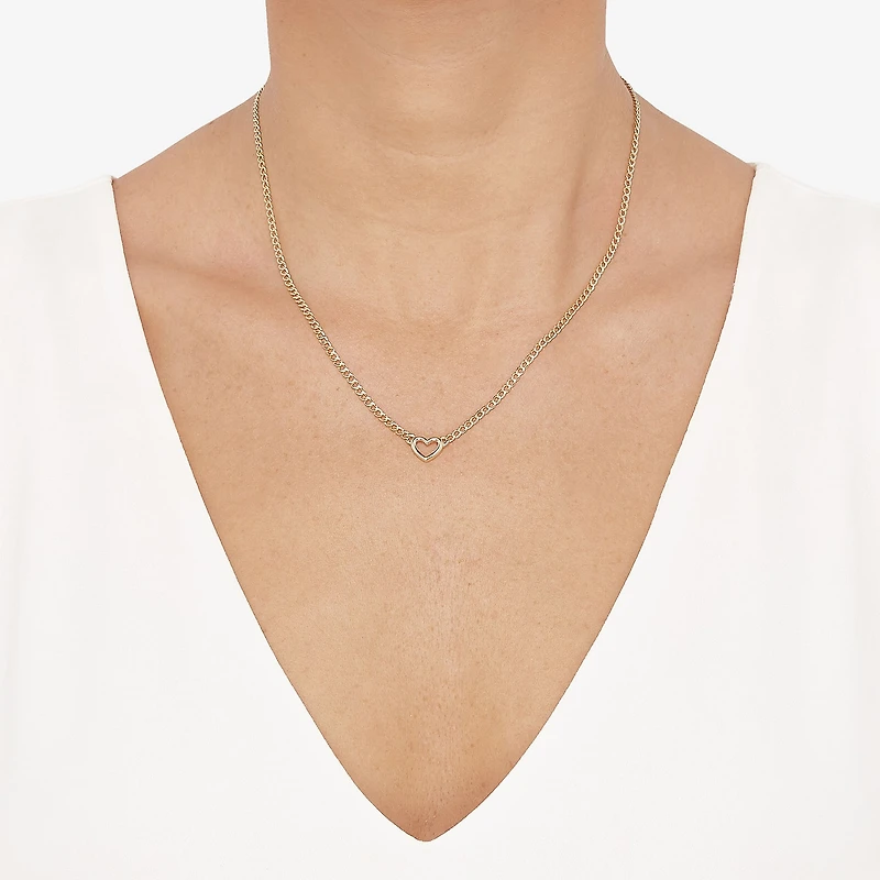 Gold Addiction Womens 14K Gold Heart 18 Inch Pendant Necklace