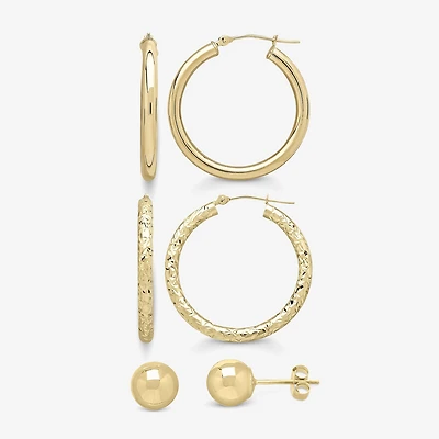3 Piece 10K Gold  Earring Set