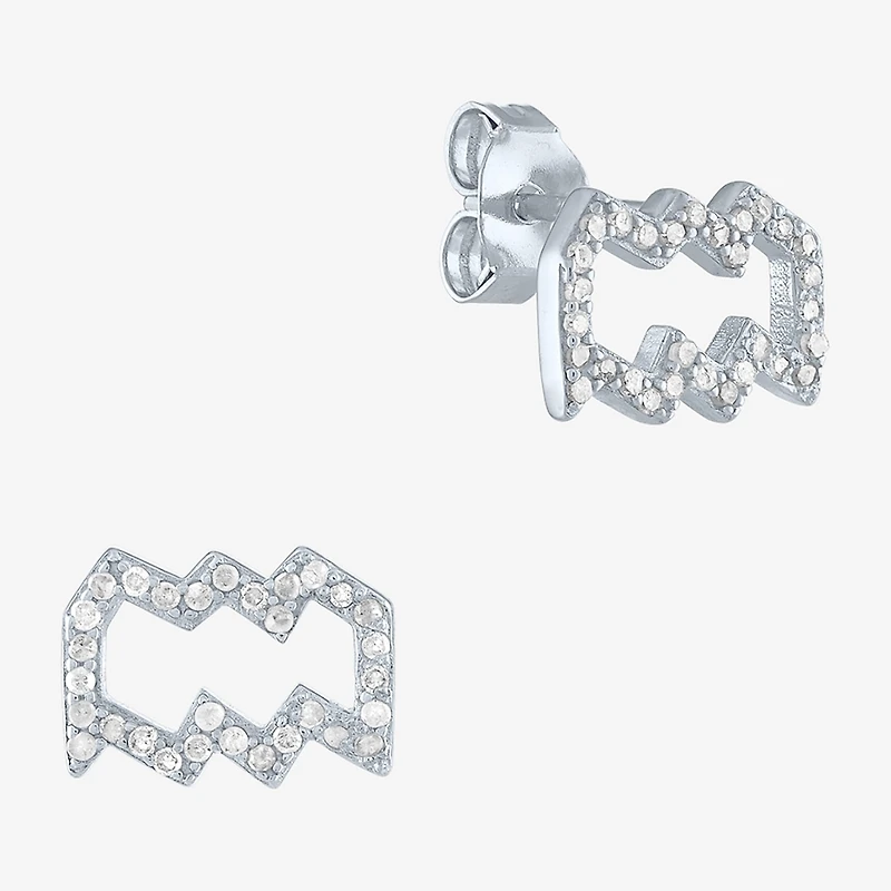 Diamond Addiction Lab-Grown (G-H / SI2-I1) Zodiac Stud Earrings Sterling Silver