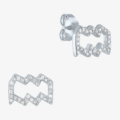 Diamond Addiction Lab-Grown (G-H / SI2-I1) Zodiac Stud Earrings Sterling Silver