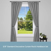Kenney Trumpet Decorative Curtain Rod & Holdback Set 5/8 Adjustable