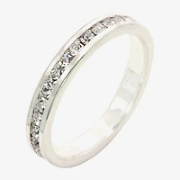 Sparkle Allure Stackable Eternity Womens 3MM Crystal Pure Silver Over Brass Band