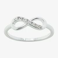 Sparkle Allure Delicate Stackable Womens Cubic Zirconia Pure Silver Over Brass Infinity Band