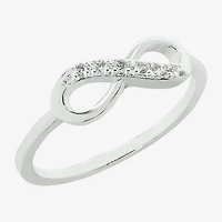 Sparkle Allure Delicate Stackable Womens Cubic Zirconia Pure Silver Over Brass Infinity Band