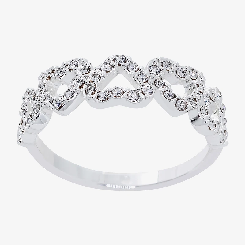 Sparkle Allure Womens Crystal Pure Silver Over Brass Heart Band