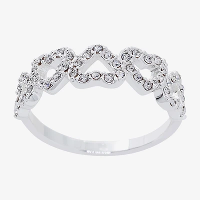 Sparkle Allure Womens Crystal Pure Silver Over Brass Heart Band