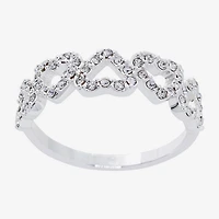 Sparkle Allure Womens Crystal Pure Silver Over Brass Heart Band