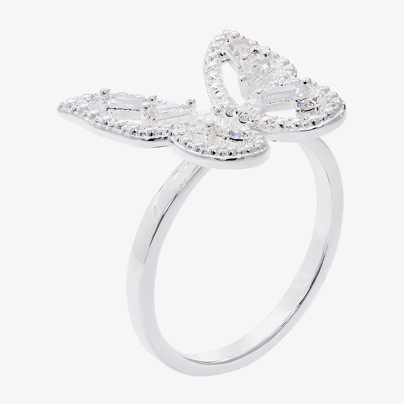 Sparkle Allure Womens Cubic Zirconia Pure Silver Over Brass Butterfly Cocktail Ring