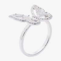 Sparkle Allure Womens Cubic Zirconia Pure Silver Over Brass Butterfly Cocktail Ring