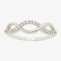 Sparkle Allure Crossover Wave Womens Cubic Zirconia Pure Silver Over Brass Band