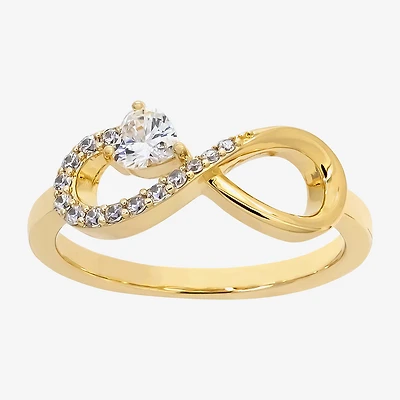 Sparkle Allure Womens 2MM Cubic Zirconia 14K Gold Over Brass Infinity Band