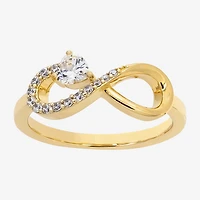 Sparkle Allure Womens 2MM Cubic Zirconia 14K Gold Over Brass Infinity Band