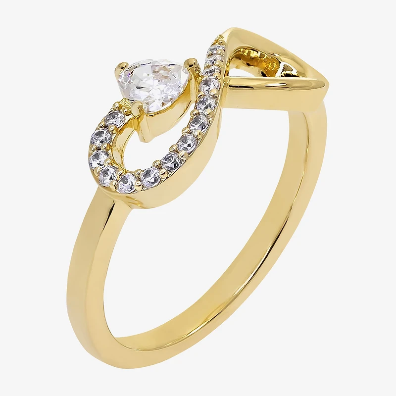 Sparkle Allure Womens 2MM Cubic Zirconia 14K Gold Over Brass Infinity Band