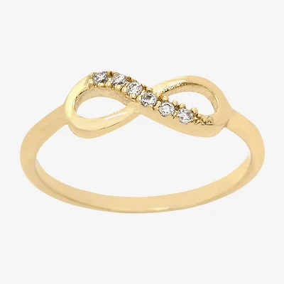 Sparkle Allure Delicate Stackable Womens Cubic Zirconia 14K Gold Over Brass Infinity Band