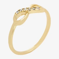 Sparkle Allure Delicate Stackable Womens Cubic Zirconia 14K Gold Over Brass Infinity Band