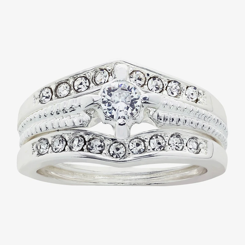 Sparkle Allure Womens Cubic Zirconia Pure Silver Over Brass Solitaire Bridal Set