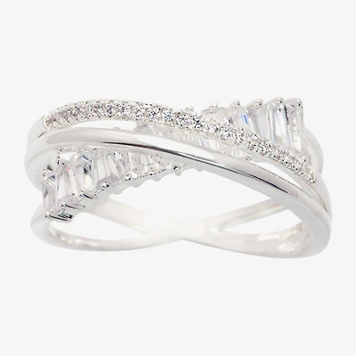 Sparkle Allure Orbit Crossover Womens Cubic Zirconia Pure Silver Over Brass Band