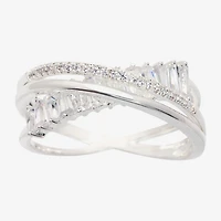 Sparkle Allure Orbit Crossover Womens Cubic Zirconia Pure Silver Over Brass Band