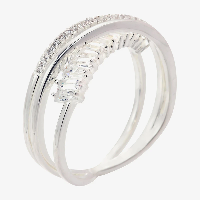 Sparkle Allure Orbit Crossover Womens Cubic Zirconia Pure Silver Over Brass Band