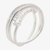 Sparkle Allure Orbit Crossover Womens Cubic Zirconia Pure Silver Over Brass Band