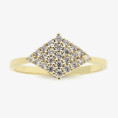 Sparkle Allure Womens Cubic Zirconia 14K Gold Over Brass Diamond Delicate Promise Ring