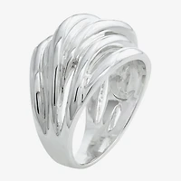 Sparkle Allure Intertwined Womens Pure Silver Over Brass Cocktail Ring